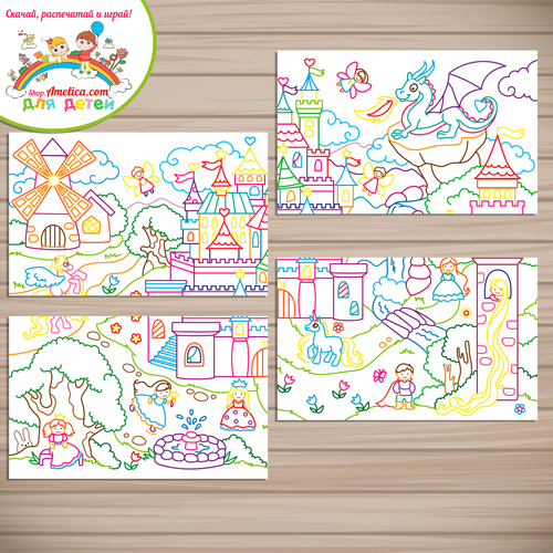 Раскраска - плакат на стену для малышей «Сказка» формат А2