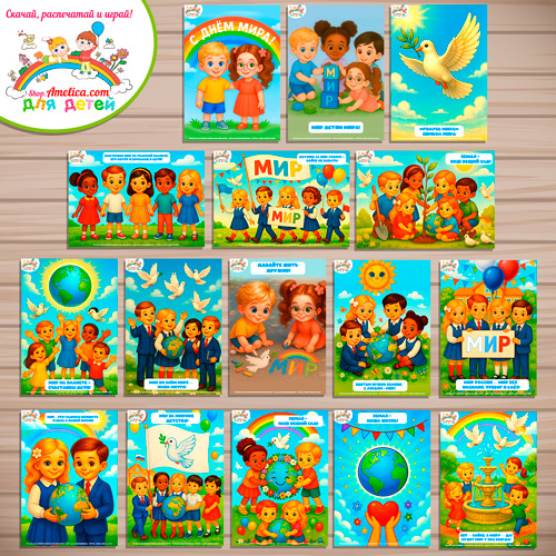 Демонстрационные карточки — презентации для оформления стенда для детского сада "Международный день мира" Демонстрационные карточки — презентации для оформления стенда для детского сада "Международный день мира"