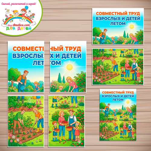 Плакаты-оформление (наглядный материал) для детского сада «Совместный труд взрослых и детей летом» Плакаты-оформление (наглядный материал) для детского сада «Совместный труд взрослых и детей летом»