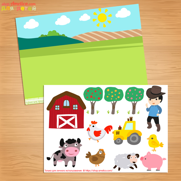 Аппликация на ферме, шаблоны аппликации для малышей