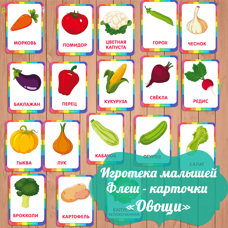 флеш карточки овощи, карточки для малышей, изучаем овощи