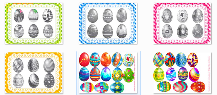 Развивающее арт — лото «Пасхальные яйца» скачать для распечатки, пасхальные игры для детей