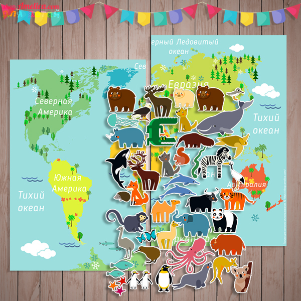 развивающая аппликация для детей, аппликация животные, аппликация карта мира