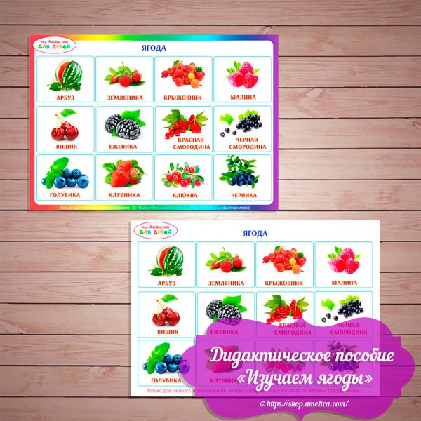 Игры на липучках - шаблон скачать, дидактическое пособие для малышей "Изучаем ягоды"
