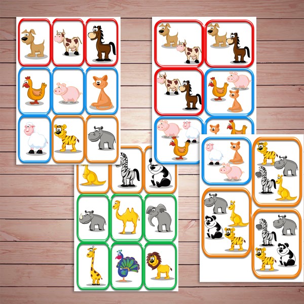 Настольные игры скачать для печати, игра на развитие внимания «Прятки с животными»