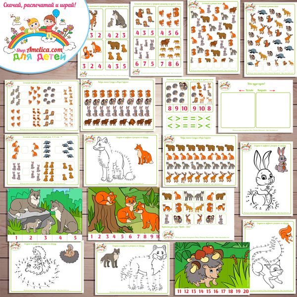 Тематический комплект животные. Тематический комплект развивающего материала для детей "Кто живет в лесу?"
