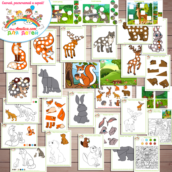 Тематический комплект животные. Тематический комплект развивающего материала для детей "Кто живет в лесу?"