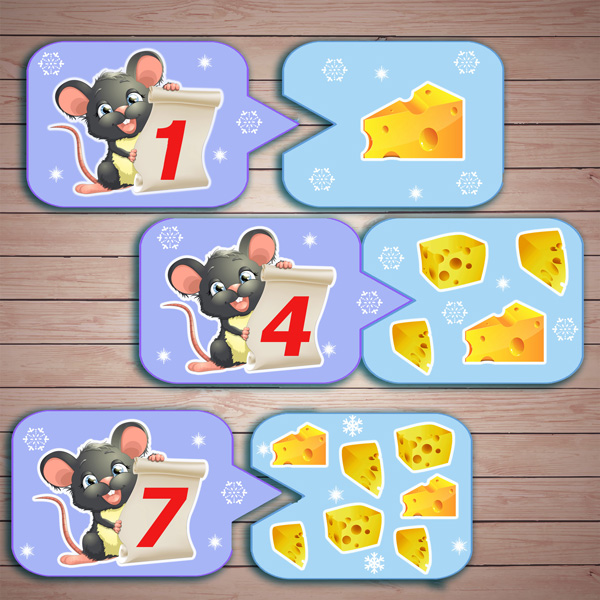 Настольные игры распечатай и играй! Математическая игра  «Угости мышат сыром» скачать для печати