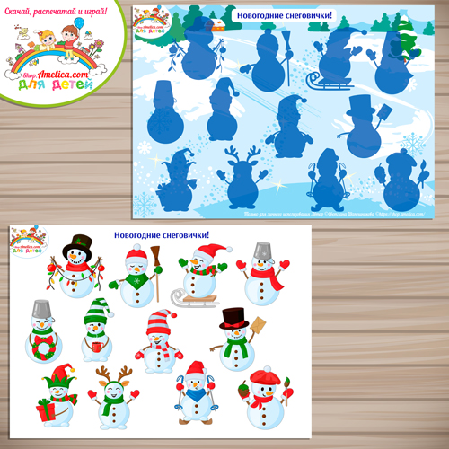 Новогодняя игра на липучках для малышей «Новогодние снеговички!»hki-5