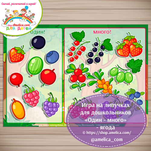 Логопедическая игра для дошкольников «Один-много» - ягоды
