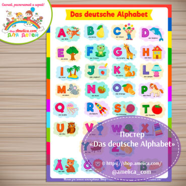 Постер «Das deutsche Alphabet» на стену в детскую комнату скачать для печати