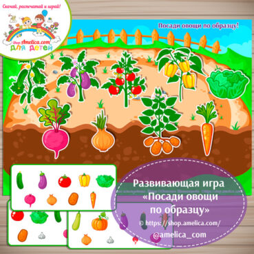 Игра на липучках для детей «Посади овощи по образцу»