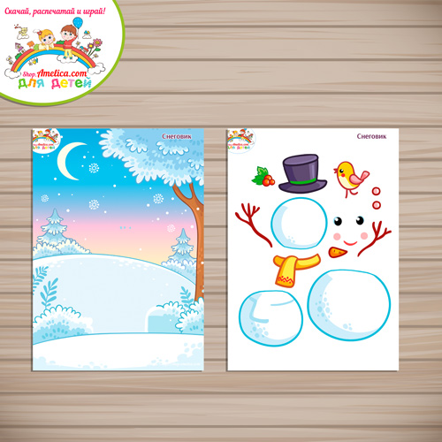 новогодняя аппликация для детского сада «Снеговик»