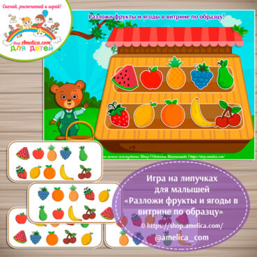 Развивающая игра на липучках «Разложи фрукты и ягоды в витрине по образцу»
