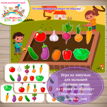 Развивающая игра на липучках «Разложи овощи на грядке по образцу