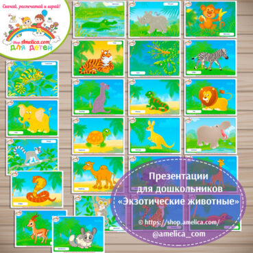 Карточки - презентации для дошкольников «Экзотические животные»