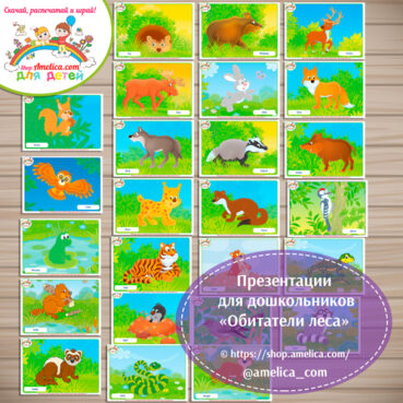 Карточки - презентации для дошкольников «Обитатели леса»