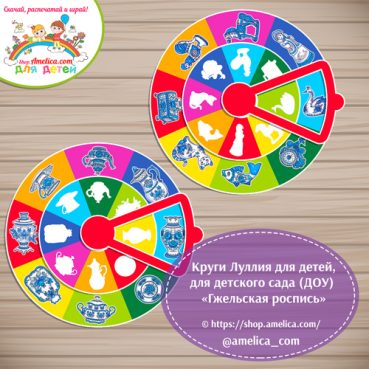 Круги Луллия для дошкольников «Найди силуэт -Гжельская роспись"