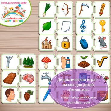 Дидактическая игра - пазлы для детей «Омонимы».