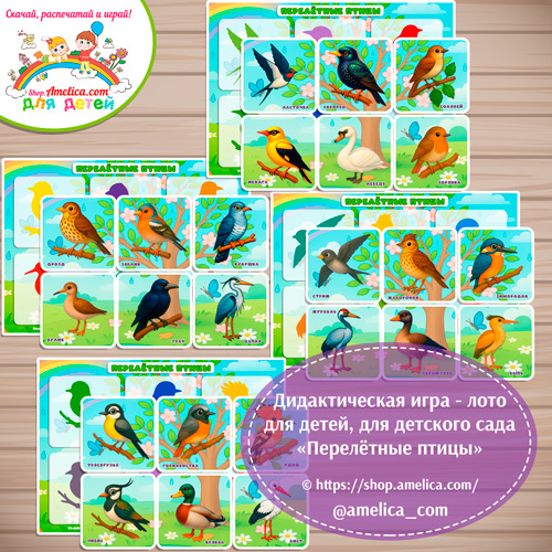 Дидактическая игра - лото «Перелётные птицы» - 4 вариант