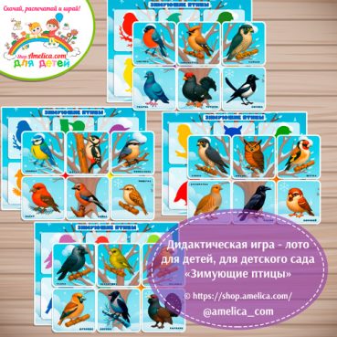 Дидактическая игра - лото «Зимующие птицы» - 4 вариант