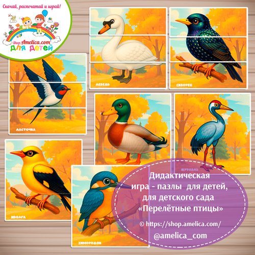 Дидактическая игра «Составь картинку - Перелётные птицы»