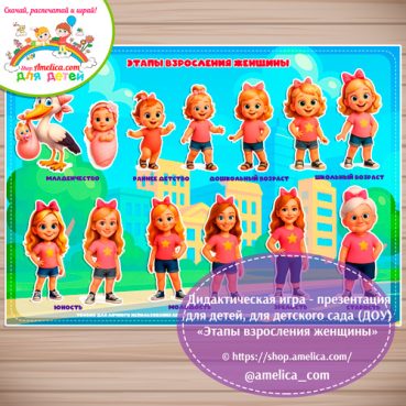 Дидактическая игра - презентация для детей «Этапы взросления человека - женщина» -2 вариант