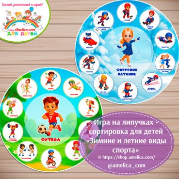Дидактическая игра - сортировка «Летние и зимние виды спорта».