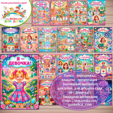 Папка-передвижка, плакаты - презентации (наглядный материал) «Гендерное воспитание - Я девочка для детского сада.