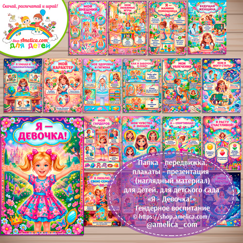 Папка-передвижка, плакаты - презентации (наглядный материал) «Гендерное воспитание - Я девочка для детского сада.