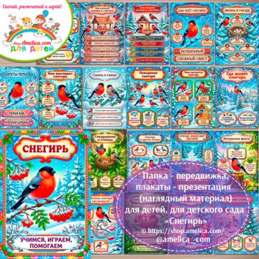 Папка-передвижка, плакаты - презентации (наглядный материал) «9 Января — День снегиря» 3 — вариант для детей.