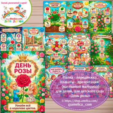 Папка-передвижка, плакаты - презентации (наглядный материал) «ДЕНЬ РОЗЫ» для детского сада